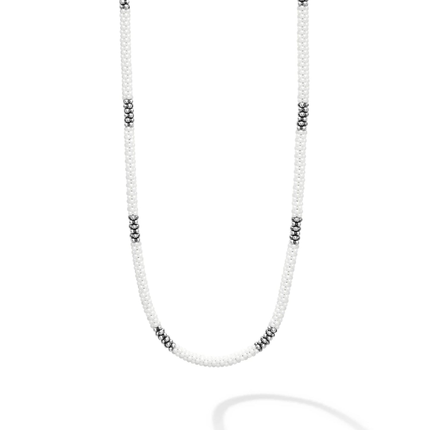 Lagos SS White Caviar Silver Station Ceramic Beaded Necklace, 3mm 16" (Discontinued)