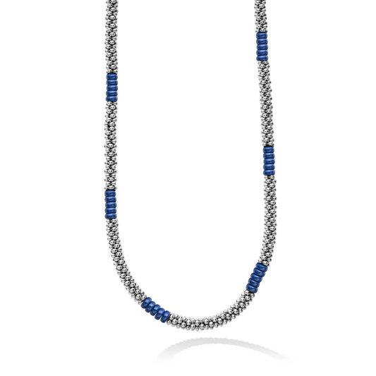 Lagos Ultramarine Blue Caviar Ceramic Station Beaded Necklace