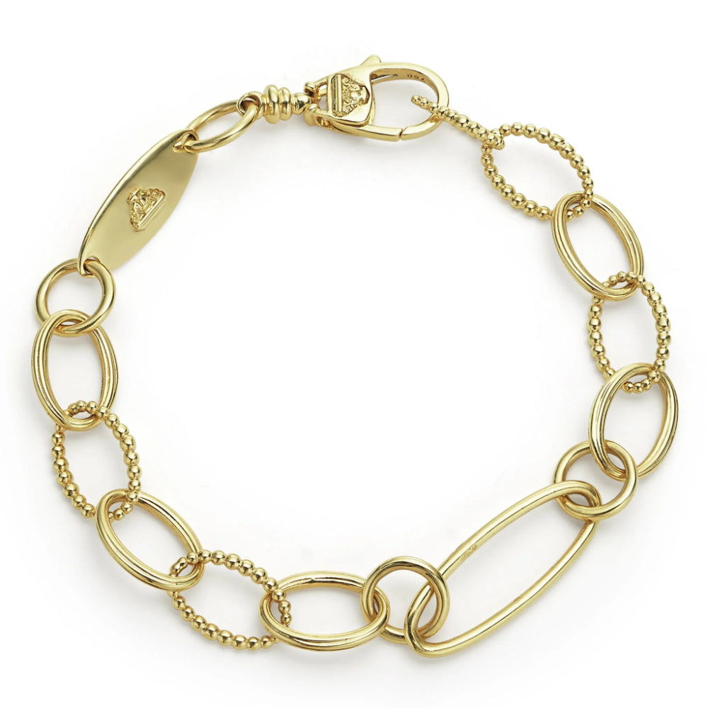 Lagos 18k Signature Caviar Oval Gold Link Bracelet