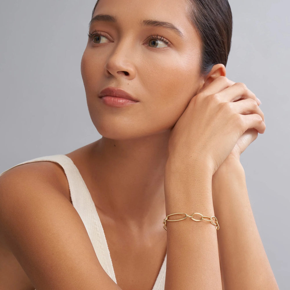 Lagos 18k Signature Caviar Oval Gold Link Bracelet