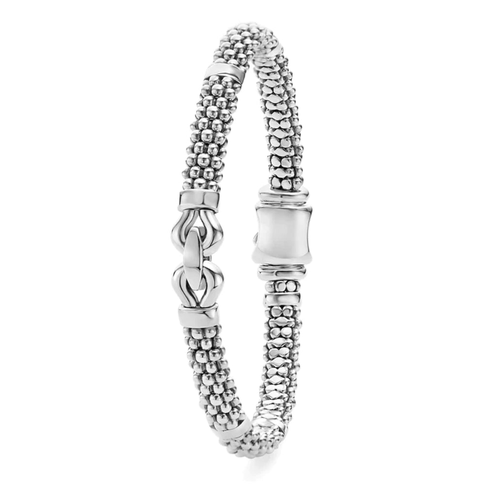 Lagos Derby Silver Caviar Buckle Bracelet, 6mm