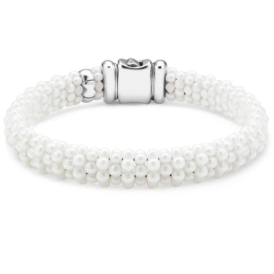 Lagos White Caviar Ceramic Beaded Bracelet, 9mm