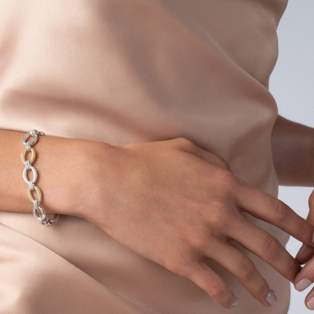 Lagos Caviar Lux Single Station Diamond Link Bracelet