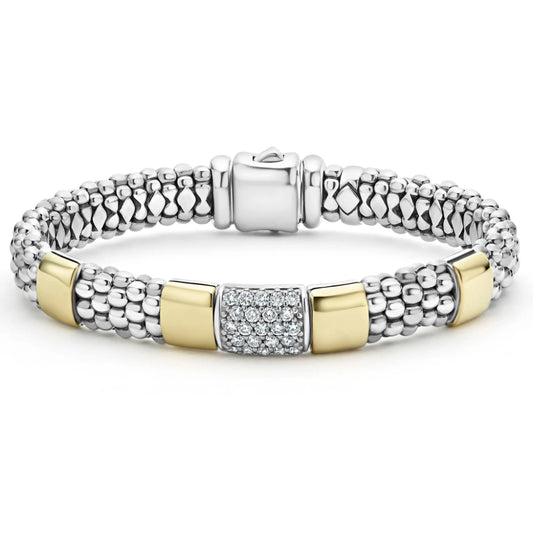 Lagos High Bar Two-Tone Diamond Bracelet, 9mm
