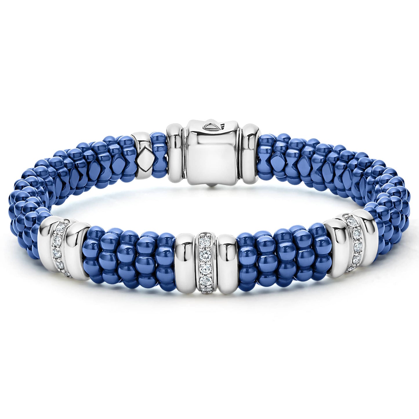 Lagos Blue Caviar 3 Station Ceramic Diamond Bracelet