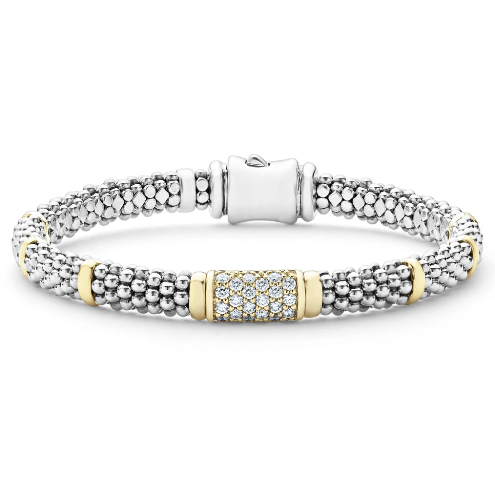 Lagos Signature Caviar Diamond Bracelet, 6mm