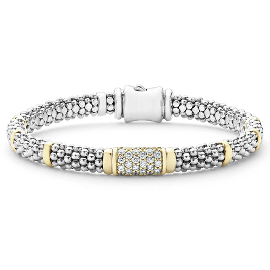 Lagos Signature Caviar Diamond Bracelet, 6mm