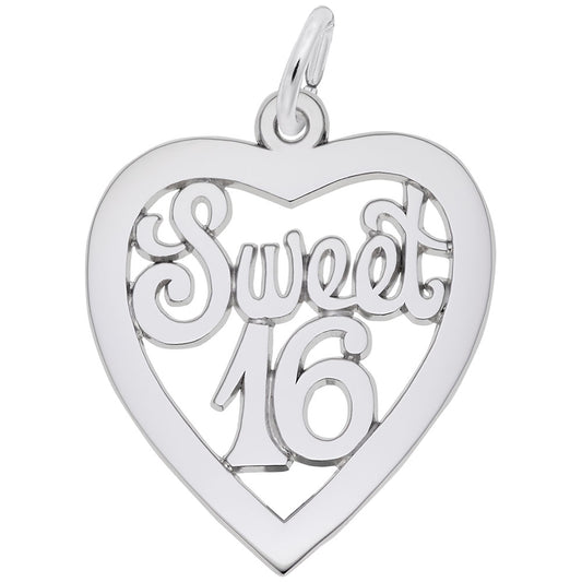 Sterling Silver Sweet 16 Heart Charm