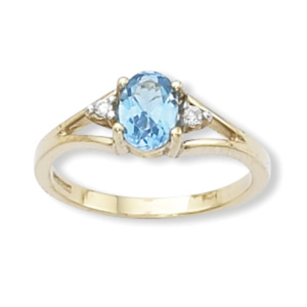 Semi-Precious Gemstone, Diamond, & 14K Gold Ring