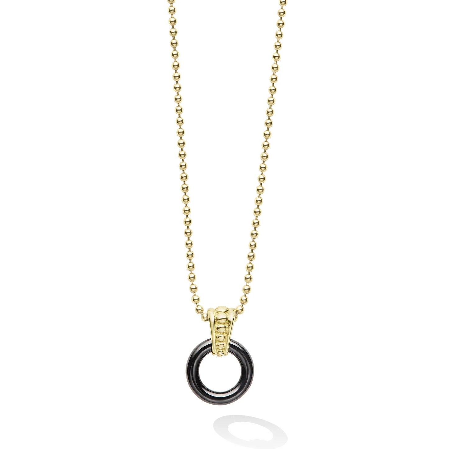 Lagos 18k Meridian Black Ceramic Circle Pendant Necklace
