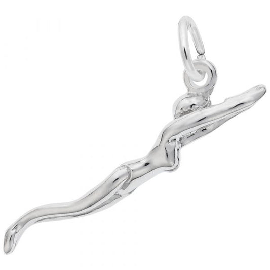 Sterling Silver Diving Female Swimmer Charm 0786