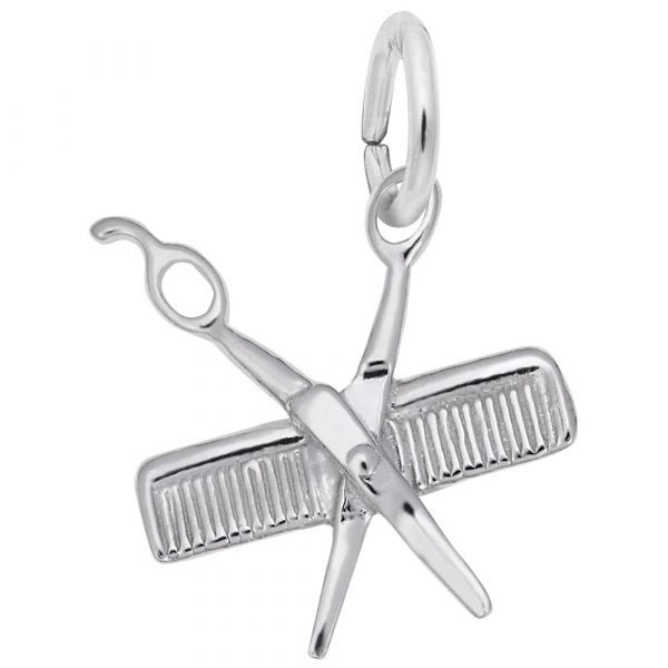 Sterling Silver Comb and Scissors Charm