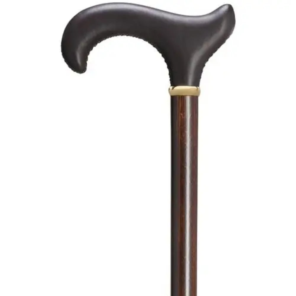Hand Stitched Genuine Leather Derby Handle Cane