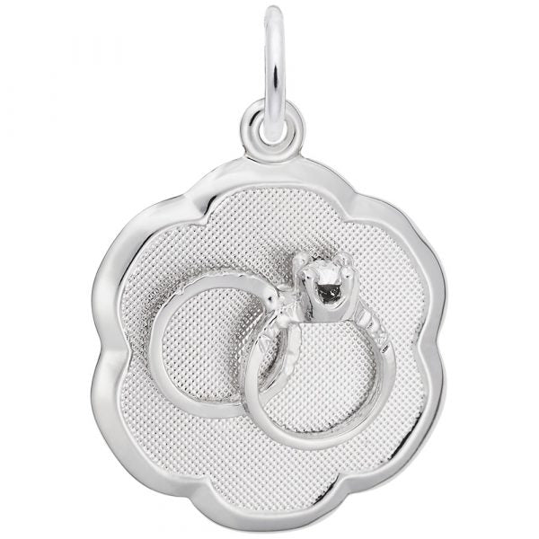 Sterling Silver Wedding Rings Scalloped Disc Charm