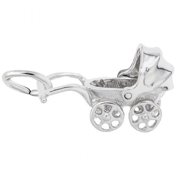 Sterling Silver Canopy Baby Carriage Charm