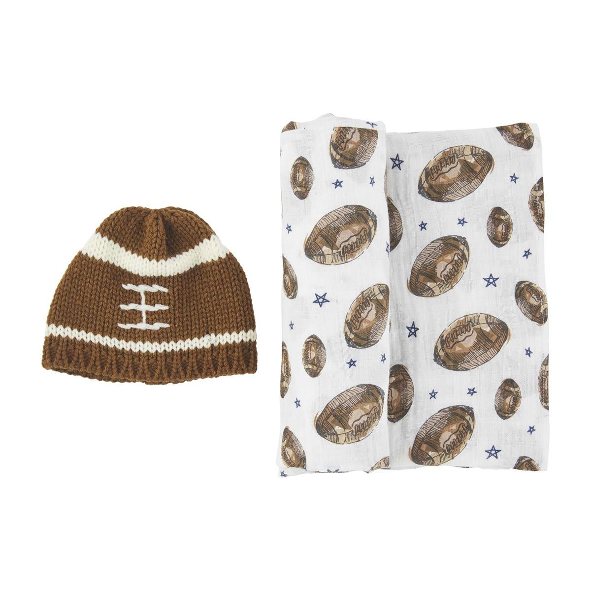 Mud Pie Football Swaddle & Hat Sets
