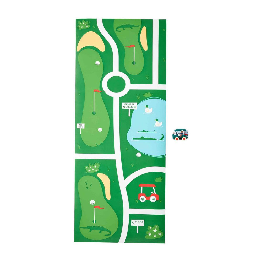 Mud Pie Golf Course Mat & Pull-Back Toy Cart Set