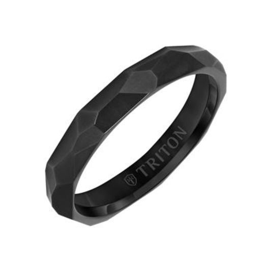 Frederick Goldman 4mm Faceted Black Titanium Band
