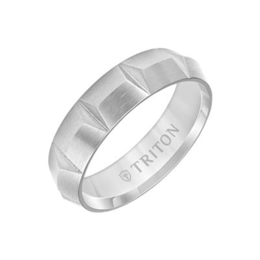 Men's 6mm Titanium Carved Wedding Band