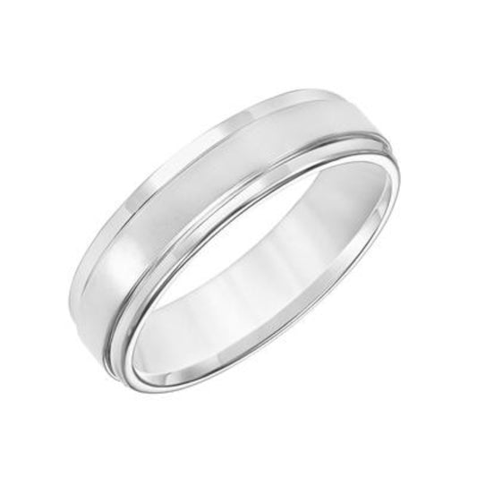 Men's 6mm Flat Round Edge Carved Wedding Band