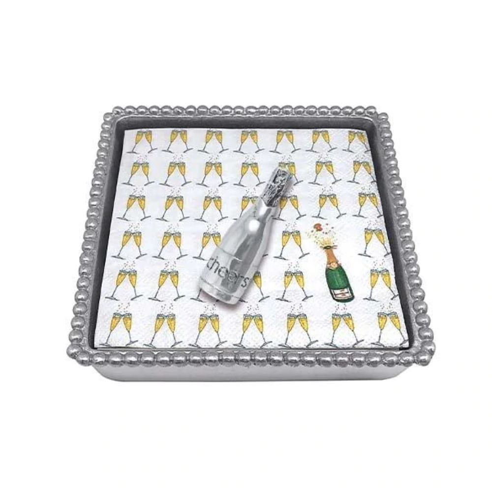 Mariposa Champagne Beaded Napkin Box