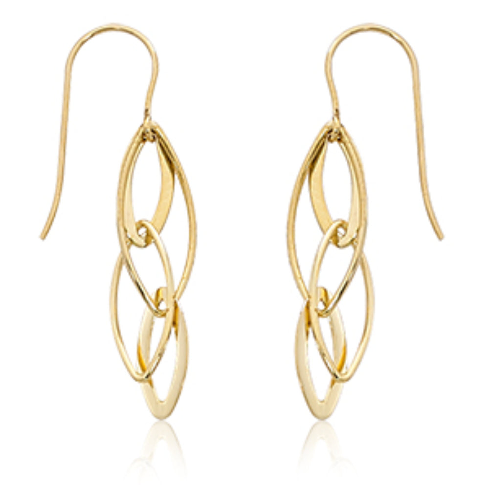 14k Gold Interlocking Almond Drop Earrings