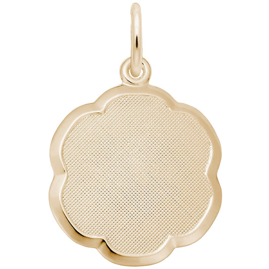 14k Gold Blank Scalloped Disc Charm