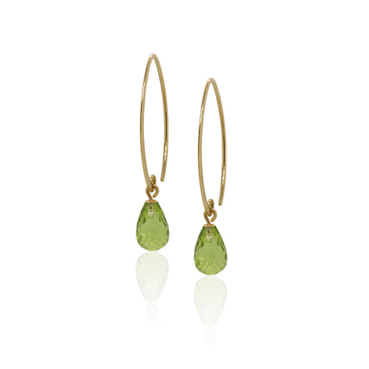 14k Gold Simple Sweep Gemstone Drop Earrings