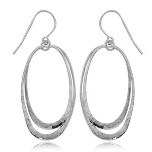 Sterling Silver Hammered Dangle Earrings