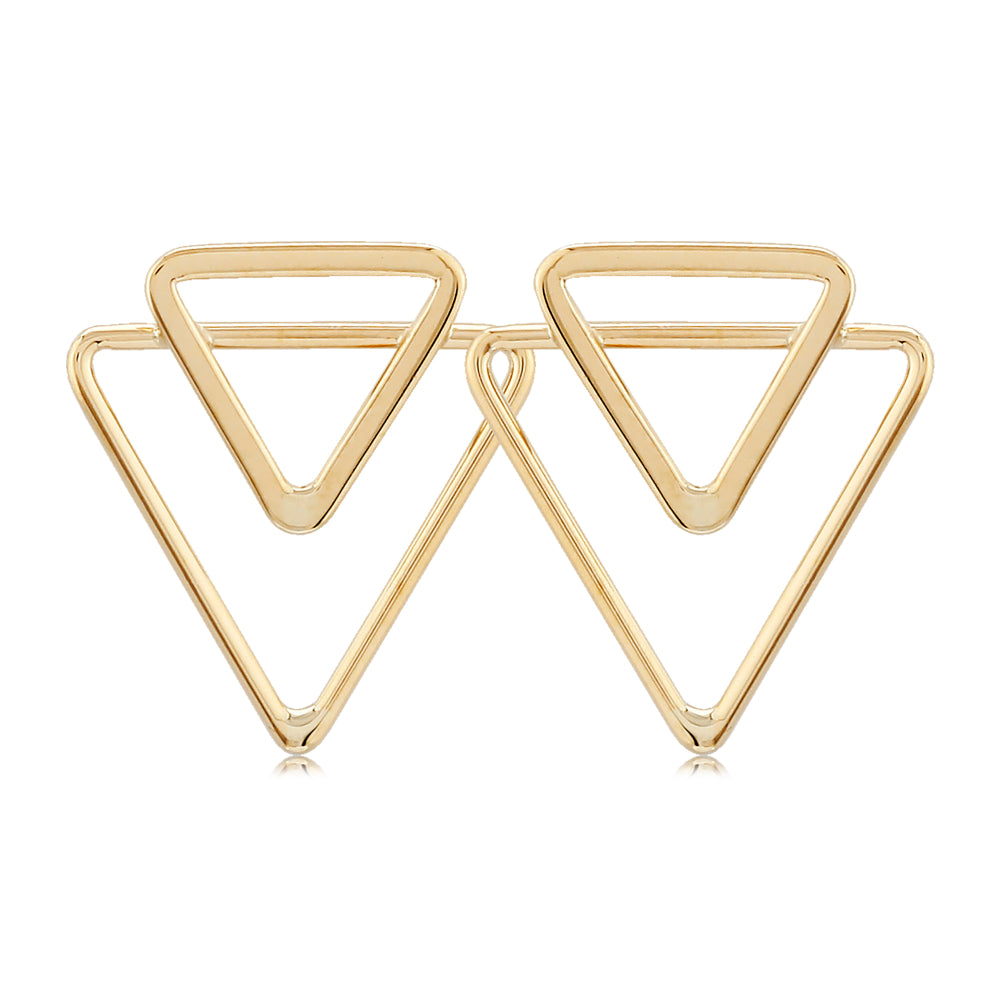 14k Double Triangle Earrings