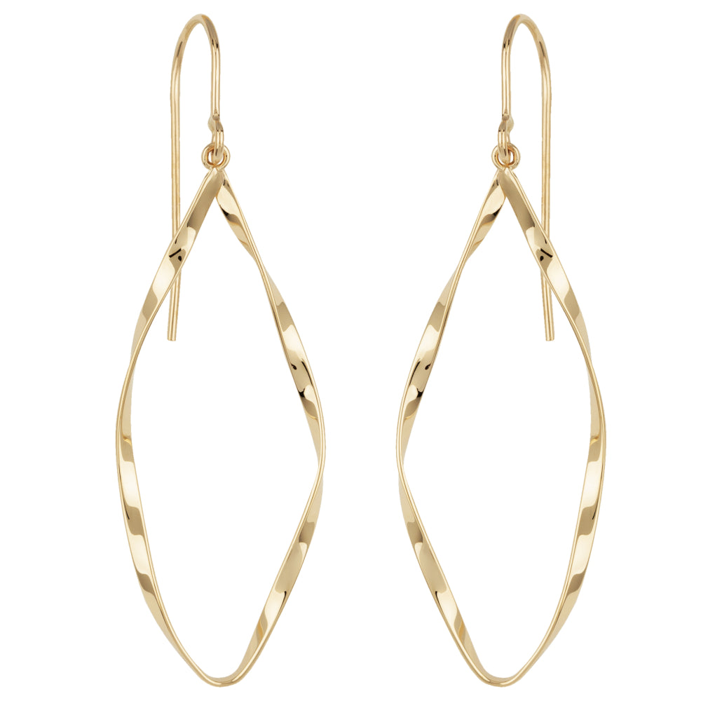 14k Gold Twist Drop Earrings