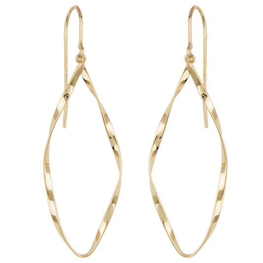 14k Gold Twist Drop Earrings