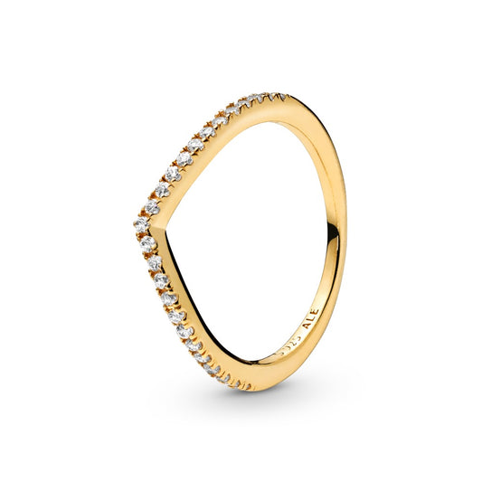Pandora 14k gold-plated Sparkling Wishbone Ring