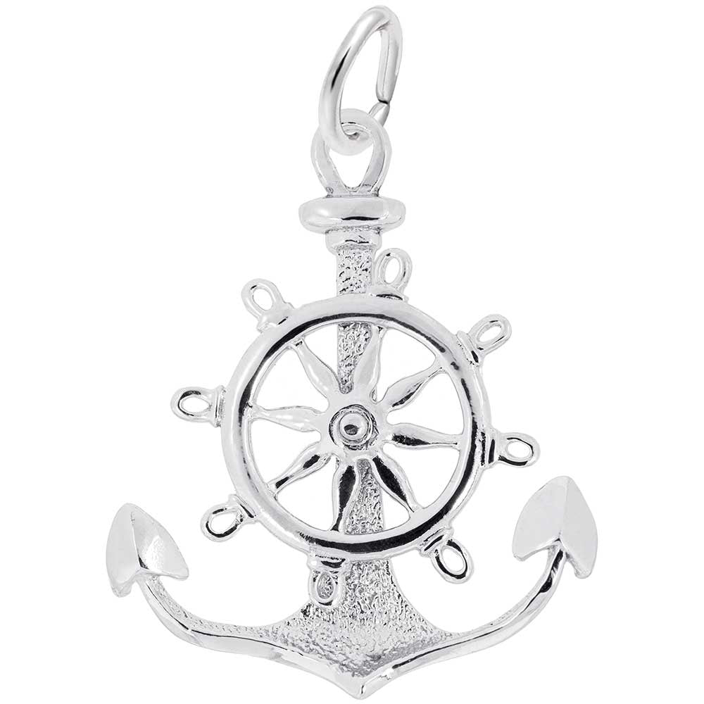 Sterling Silver Large Anchor Wheel Charm