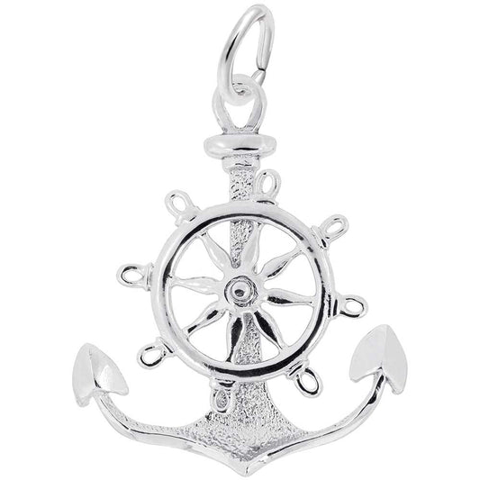 Sterling Silver Large Anchor Wheel Charm