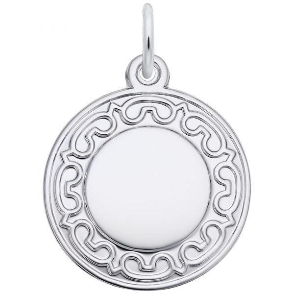 Sterling Silver Ornate Round Disc Charm