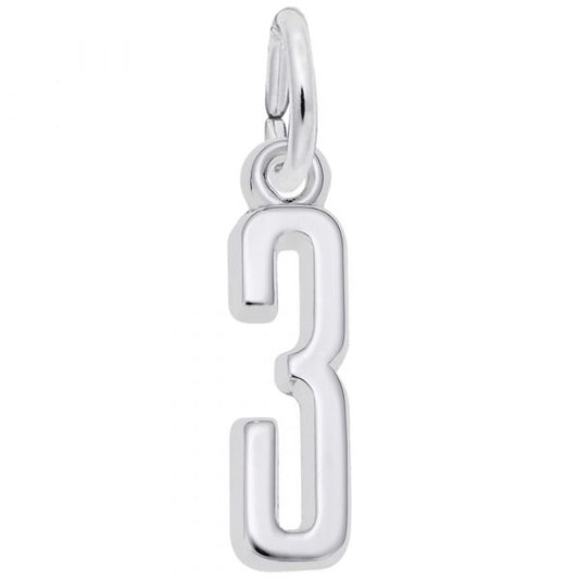 Sterling Silver Number 3 Charm