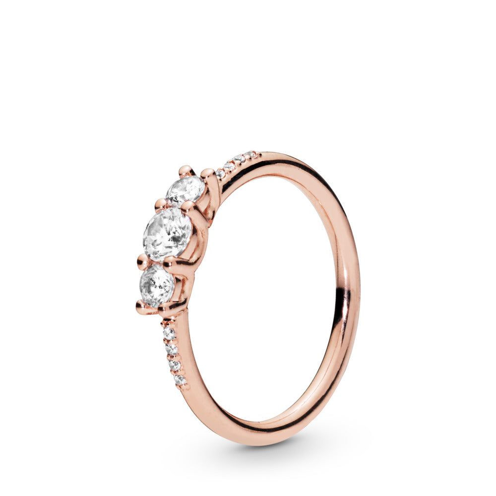 Pandora 14k rose gold-plated Clear Three-Stone Ring