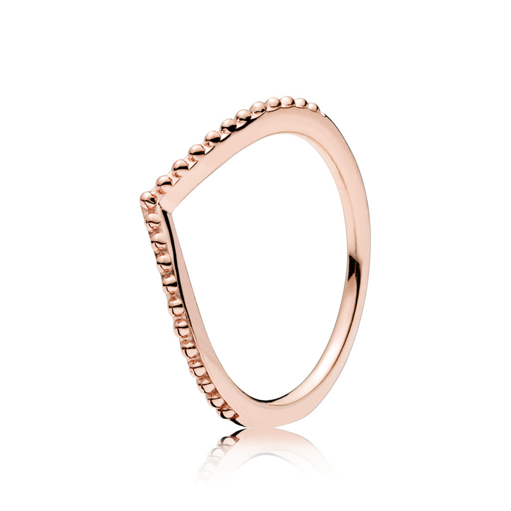 Pandora 14k rose gold-plated Beaded Wishbone Ring