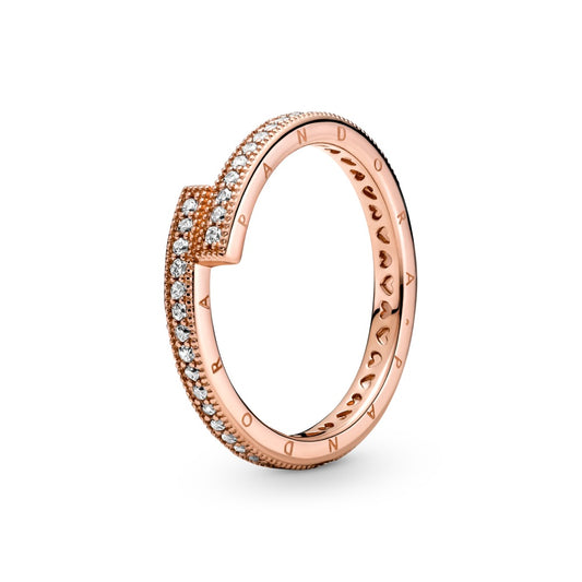 Pandora 14k Rose gold-plated Sparkling Overlapping Ring