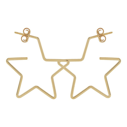 14k Gold Star Hoop Earrings