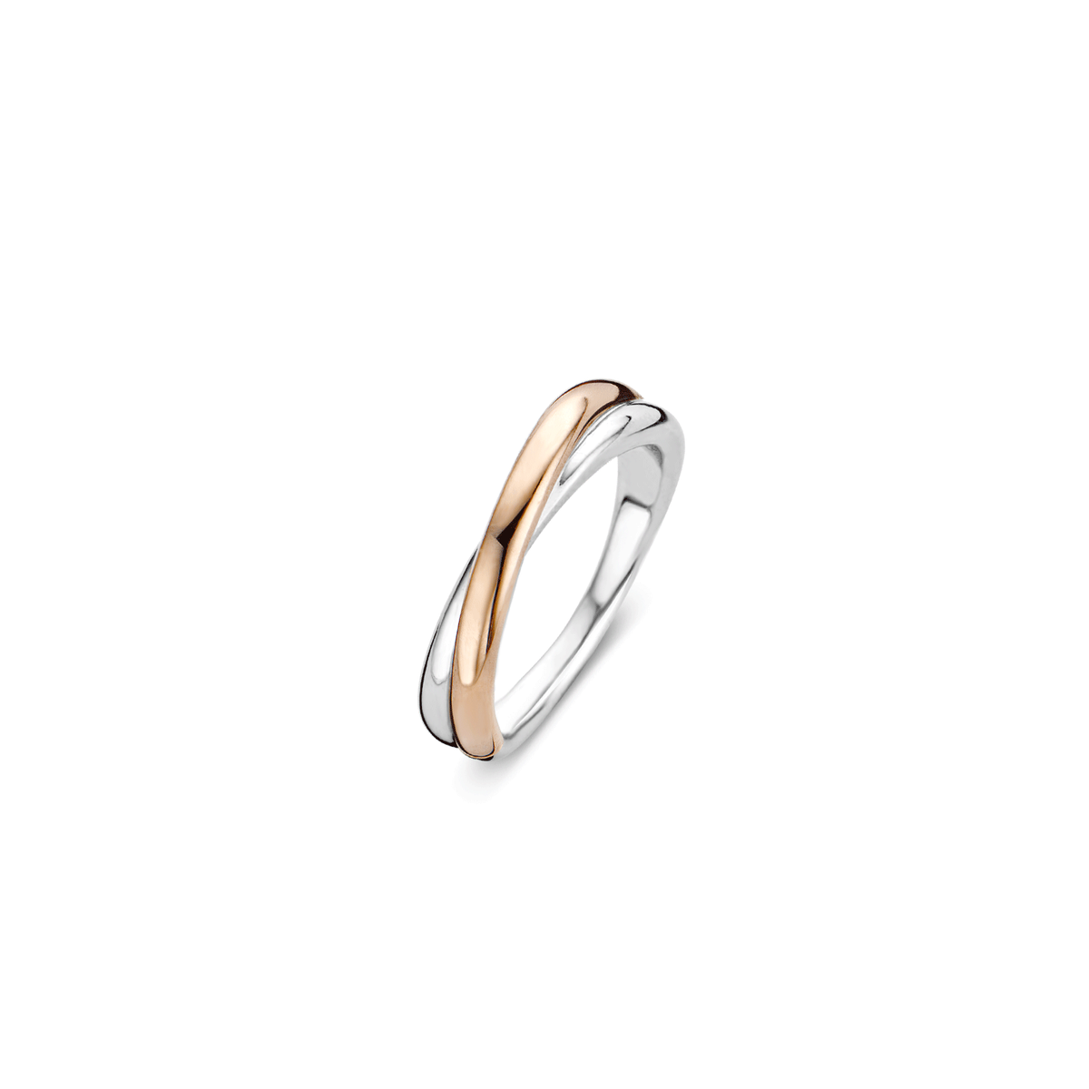 TI SENTO-Milano Sterling Silver/Rose Gold Plated Crossover Ring