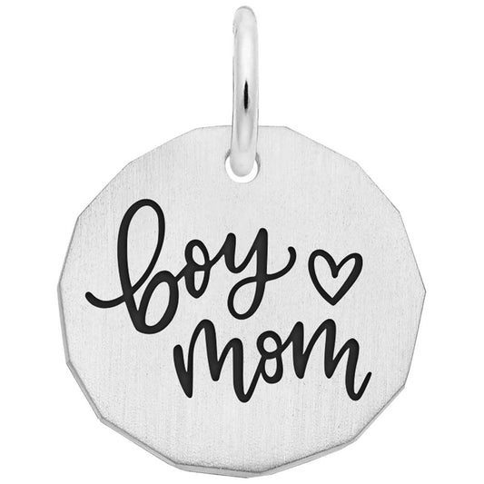 Sterling Silver Boy Mom Charm