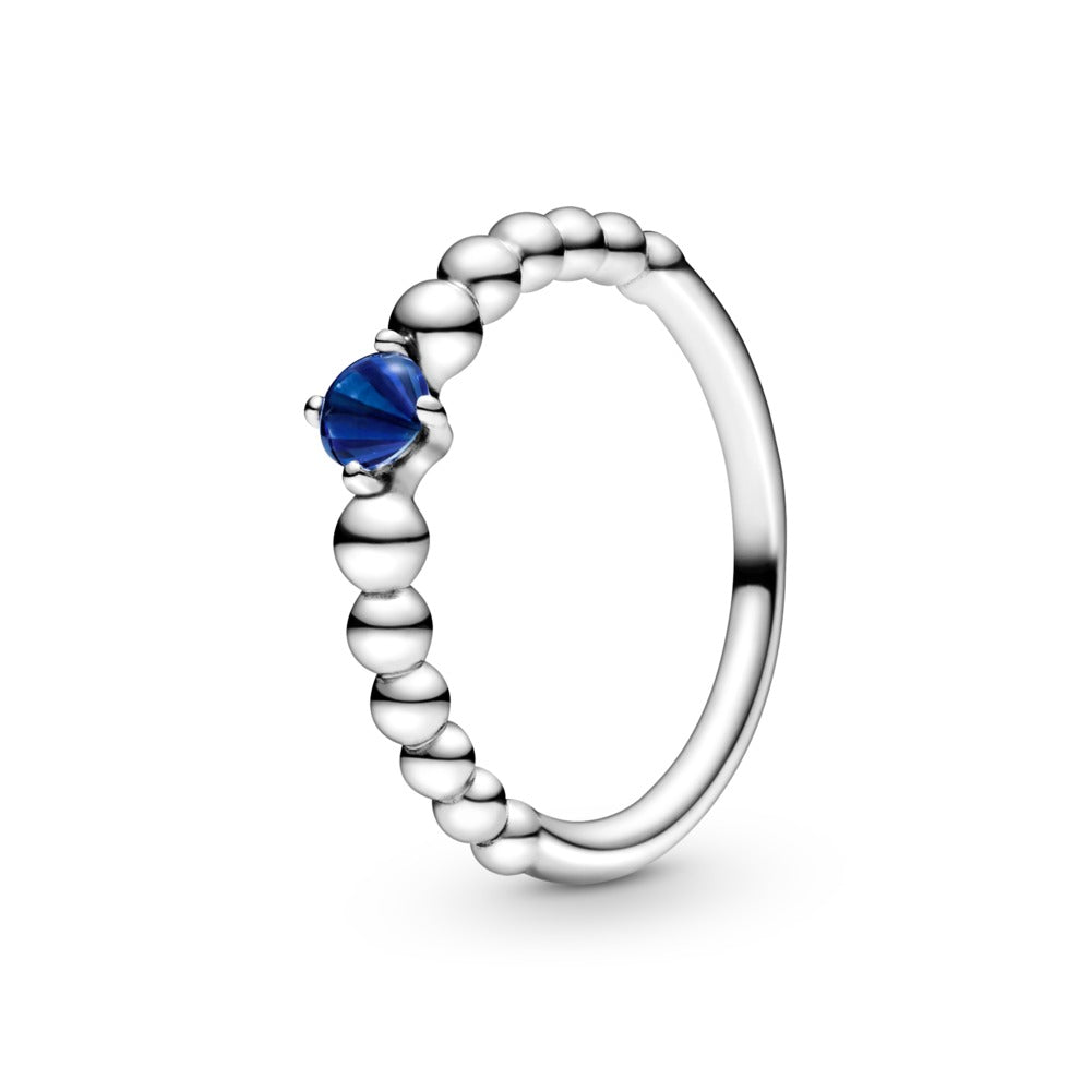 Pandora September Sea Blue Beaded Ring