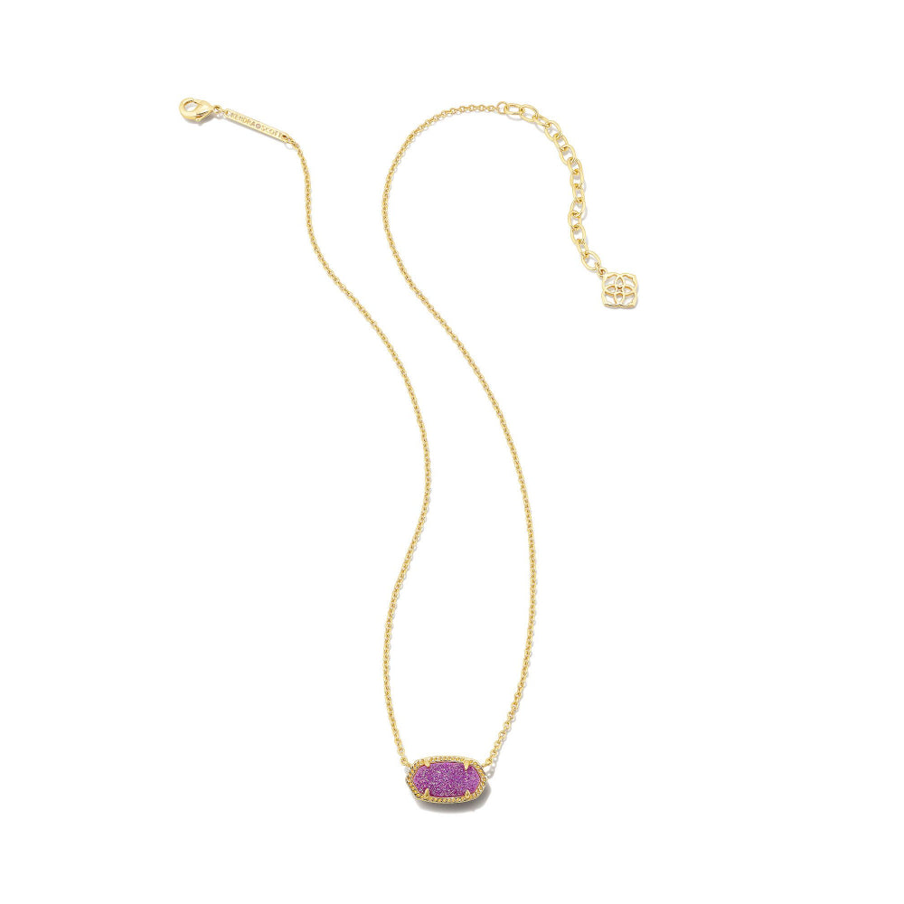 Kendra Scott Elisa Gold Short Pendant Necklace in Mulberry Drusy