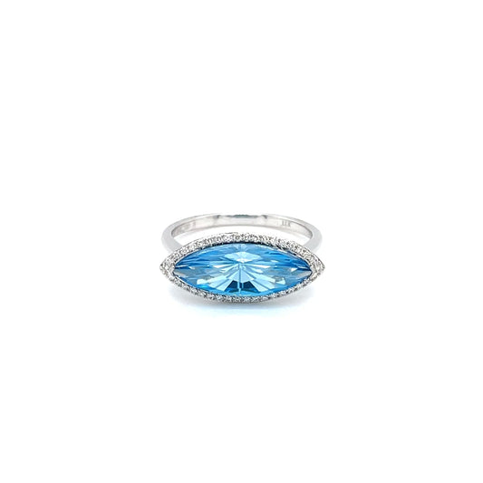 14k Marquise Cut Gemstone & Diamond Ring