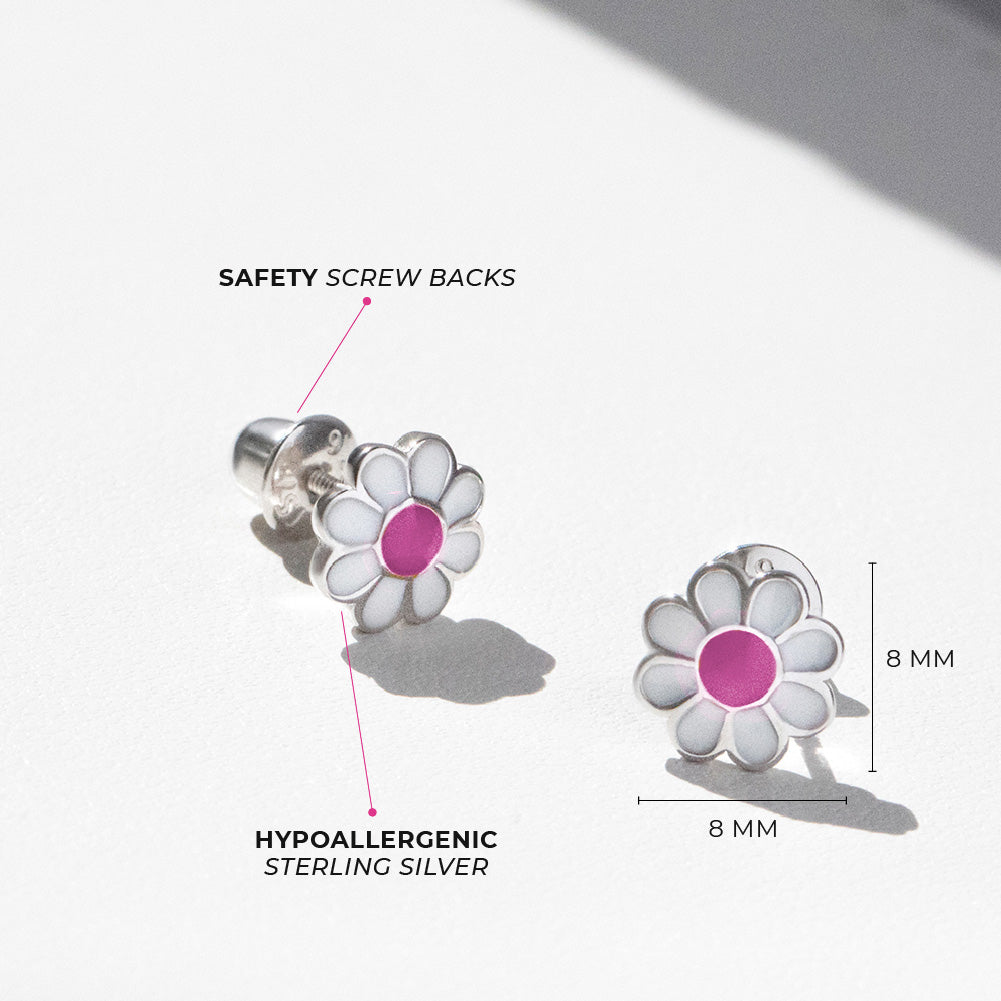 Sterling Silver Screw Back Earrings With Cubic Zirconia -