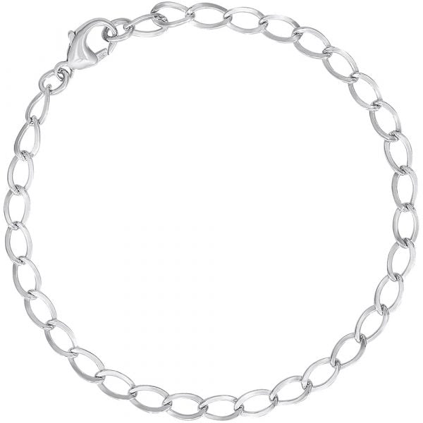 Sterling Silver Curb Link Charm Bracelet 7"
