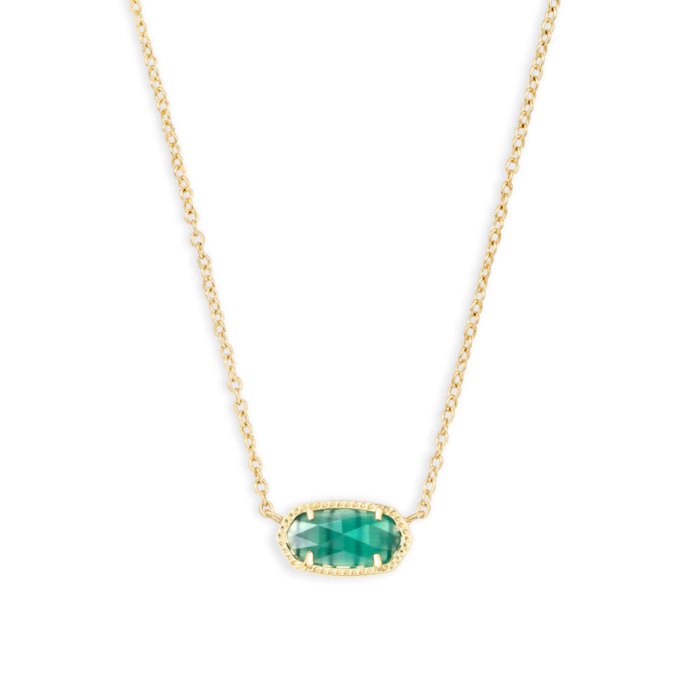 Kendra Scott Elisa Gold Pendant Necklace in Emerald Cat's Eye