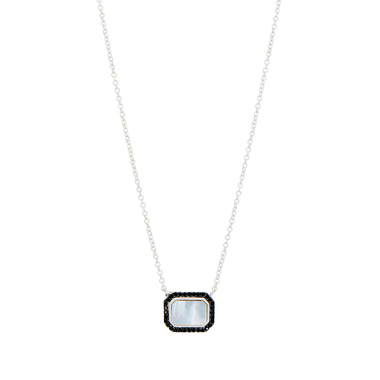 Freida Rothman Cobblestone Sterling Silver Short Mother of Pearl Pendant Necklace